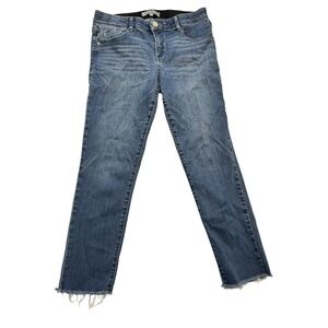 Wit & Wisdom Jeans Womens 8‎ Blue Stretch Denim Raw Hem Slim Straight Ankle Cut